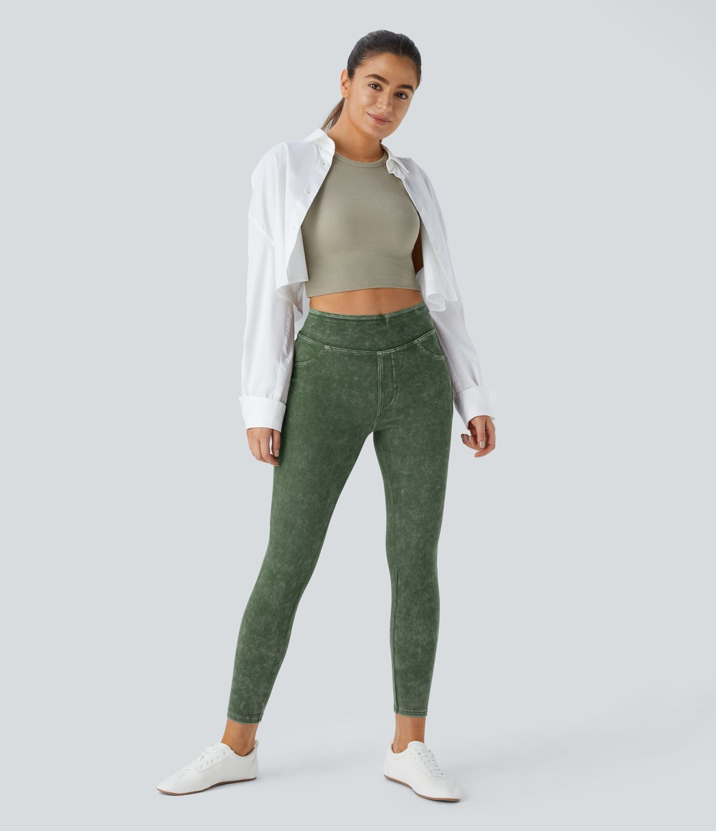 Halara Flex™ Jegging Casual Tricot Extensible Coloré Taille Haute Poches Arrière Latérales