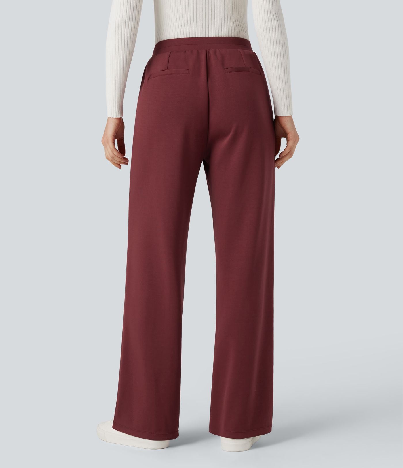 Pantalon tailleur coupe droite taille haute avec poches