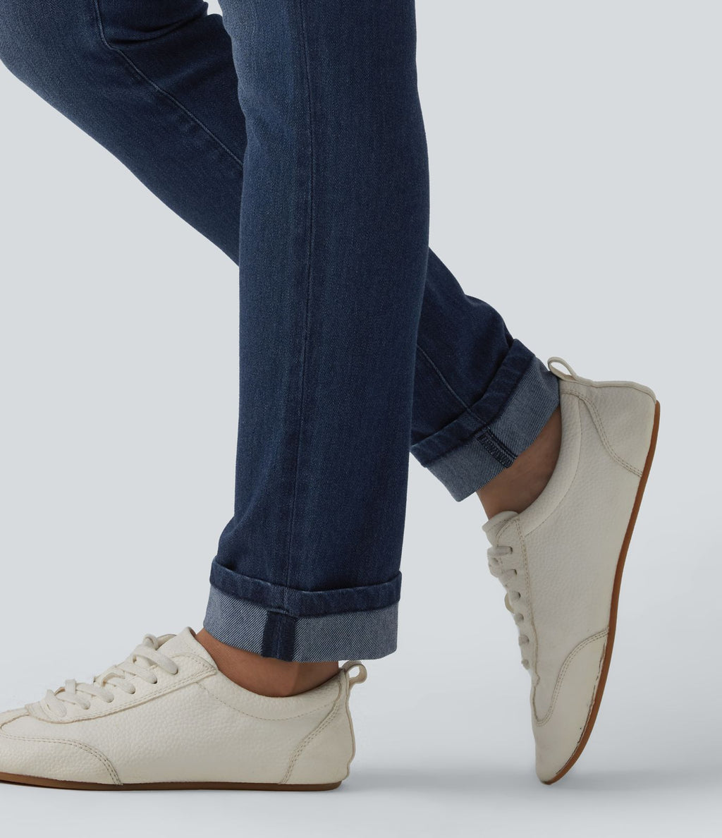 Halara Flex™ Jean slim casual taille haute à ourlet retroussé avec poches