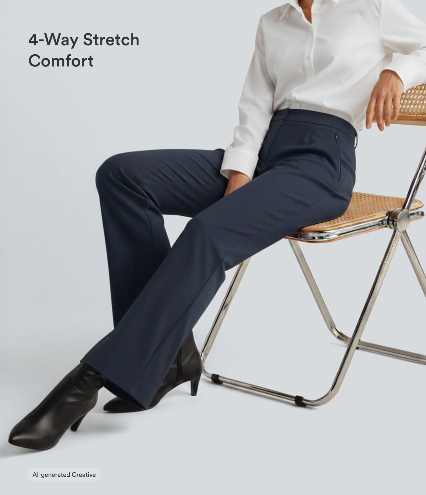 Pantalon tailleur évasé taille mi-haute Halara Flex™ DayStretch avec zip latéral et poches