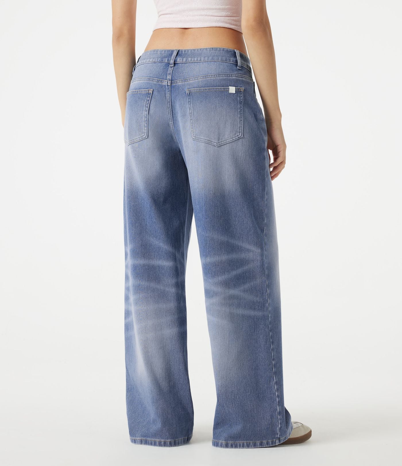 Jean baggy Halara Flex™ taille basse délavé asymétrique avec poches