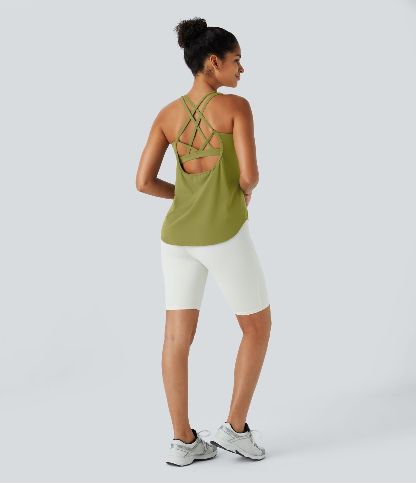 Halara UltraSculpt™ Débardeur De Course à Col en U Dos Nu Ourlet Incurvé Croisé