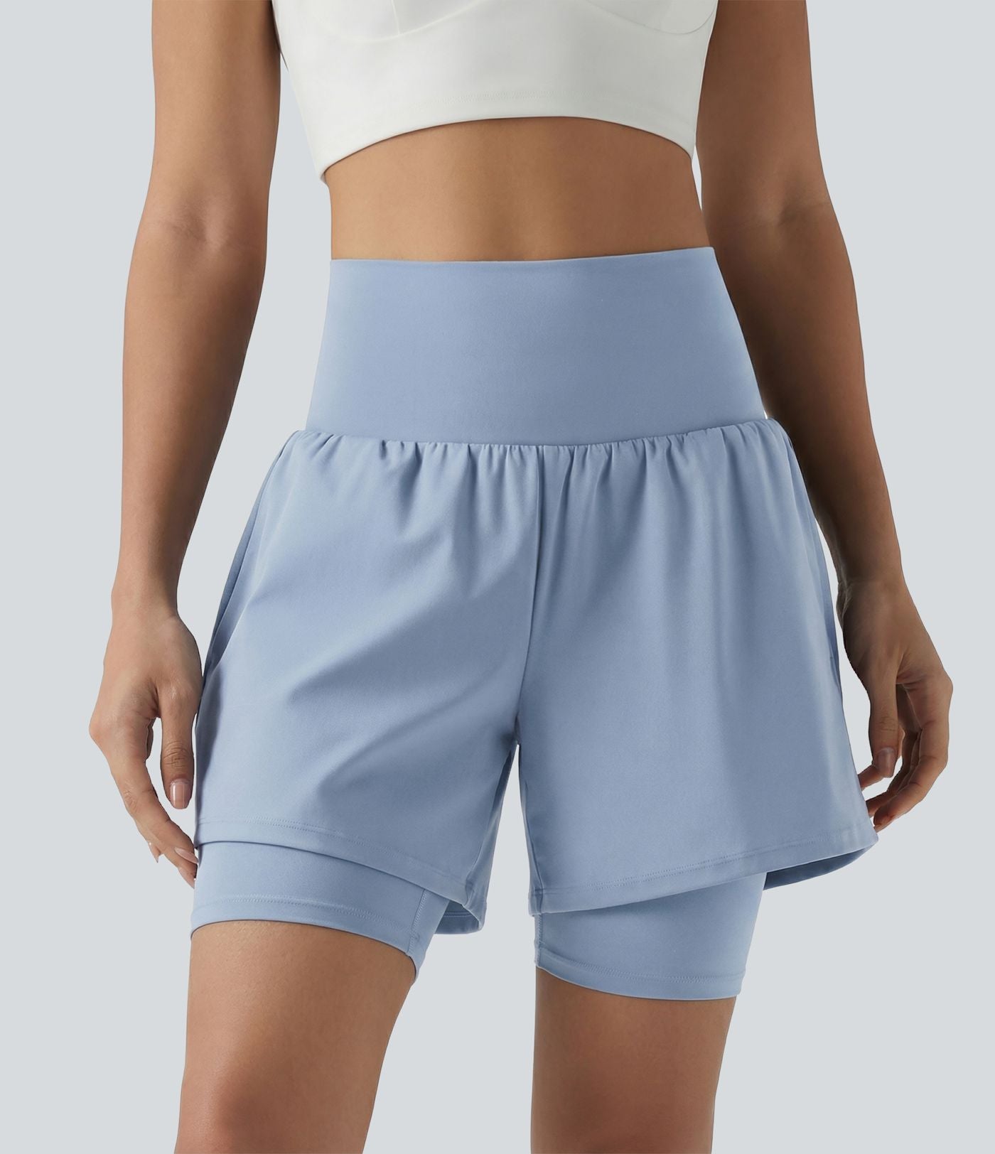 Short de yoga SoftlyZero™ Airy 2-en-1 taille ultra-haute effet frais InstantCool 17,5 cm avec poches