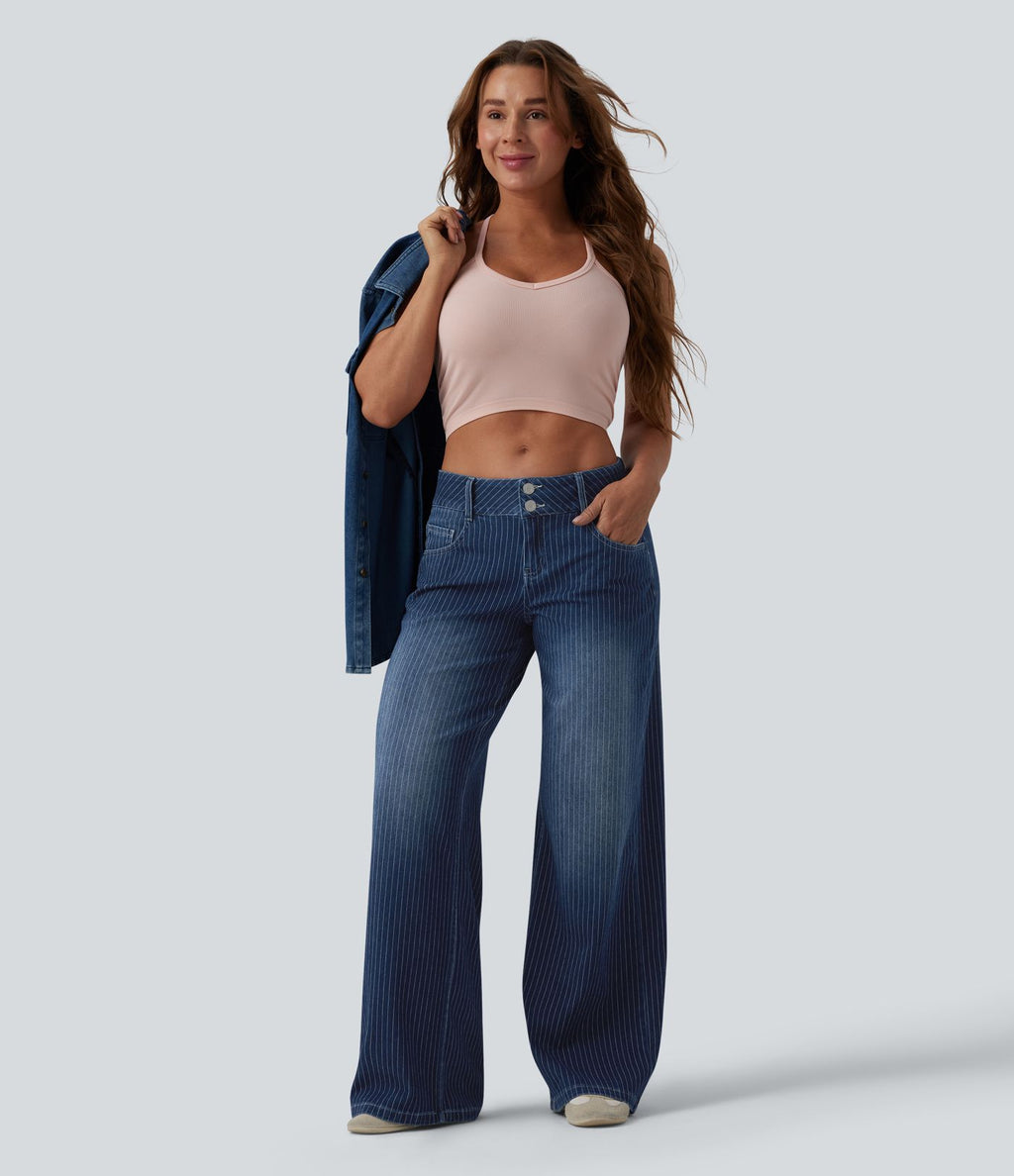 Jean large Halara Flex™ casual taille basse à rayures avec poches