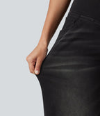 Halara Flex™ Jean large casual taille haute croisée ventre plat, avec poches