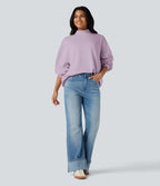 Sweatshirt casual col montant coupe décontractée avec poches