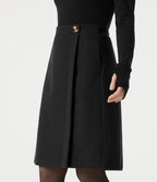 Jupe tailleur midi taille haute en polaire à poches