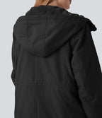 Parka sherpa polaire à capuche avec cordon de serrage et poches