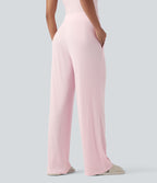Pantalon d'intérieur taille moyenne avec cordon de serrage en maille côtelée avec poches