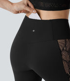 Legging corsaire de yoga taille haute croisé avec dentelle contrastée - Protection UPF50+
