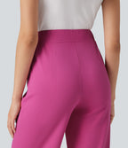 Pantalon décontracté évasé à rayures, taille haute, séchage rapide, ceinture en V, avec poches - Protection solaire UPF40+