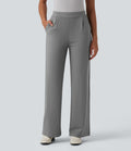 Pantalon tailleur large taille haute à rayures avec poches