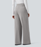 Pantalon de travail droit Halara Flex™ taille haute gainant en crêpe avec poches