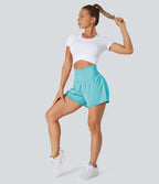 Short 7,5cm Yoga 2 en 1 Super Taille Haute Poches Arrière Poches Cachées Latérales