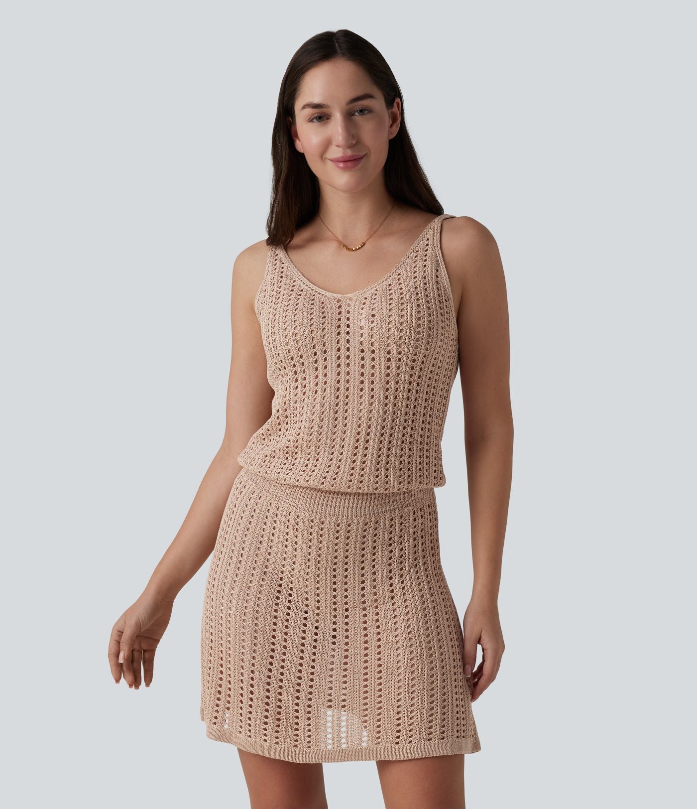 Robe mini moulante col V en maille pull