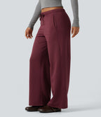 Pantalon de sport coupe droite en polaire, taille basse, cordon de serrage, à poches