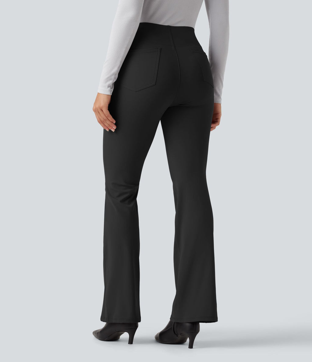 Pantalon tailleur bootcut taille haute ventre plat avec poches