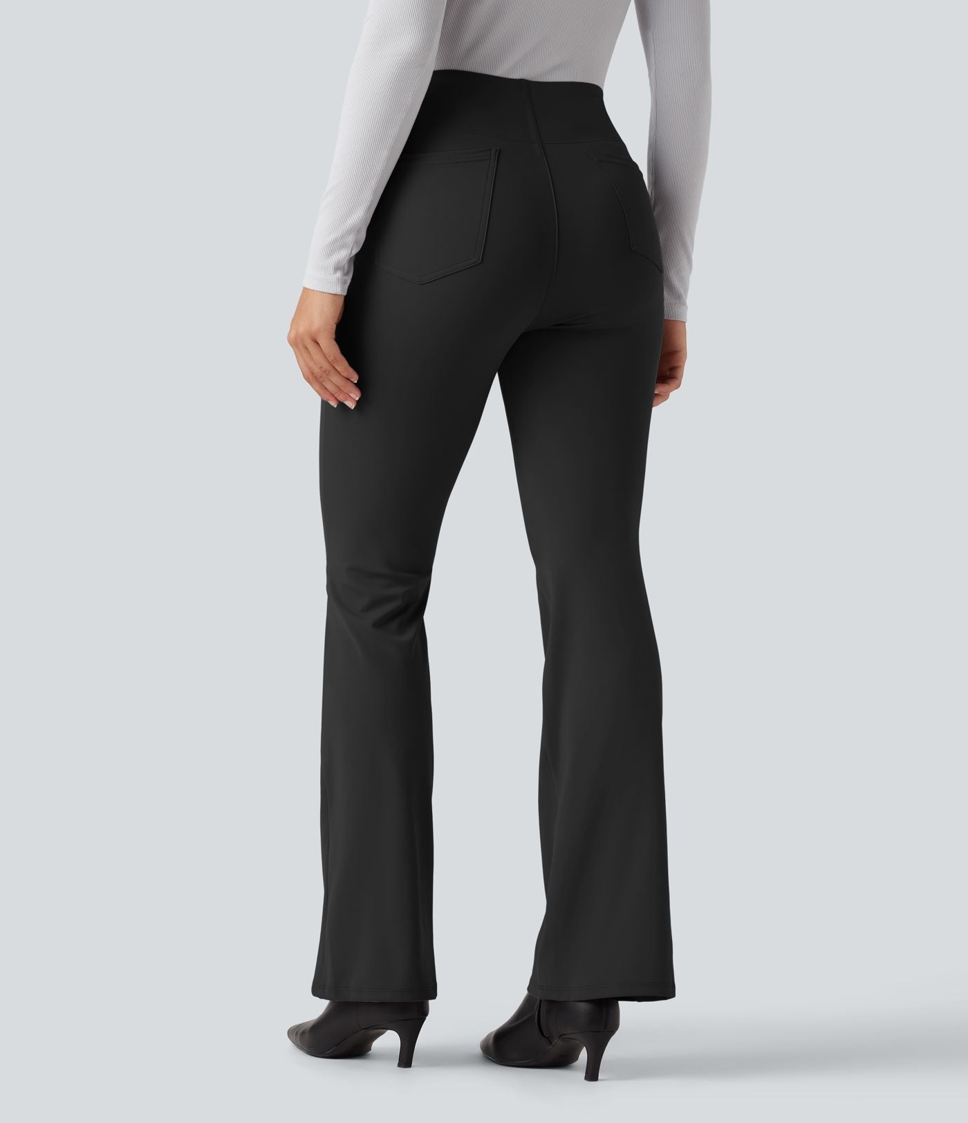 Pantalon tailleur bootcut taille haute ventre plat avec poches