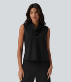 Blouse de travail sans manches à col drapé