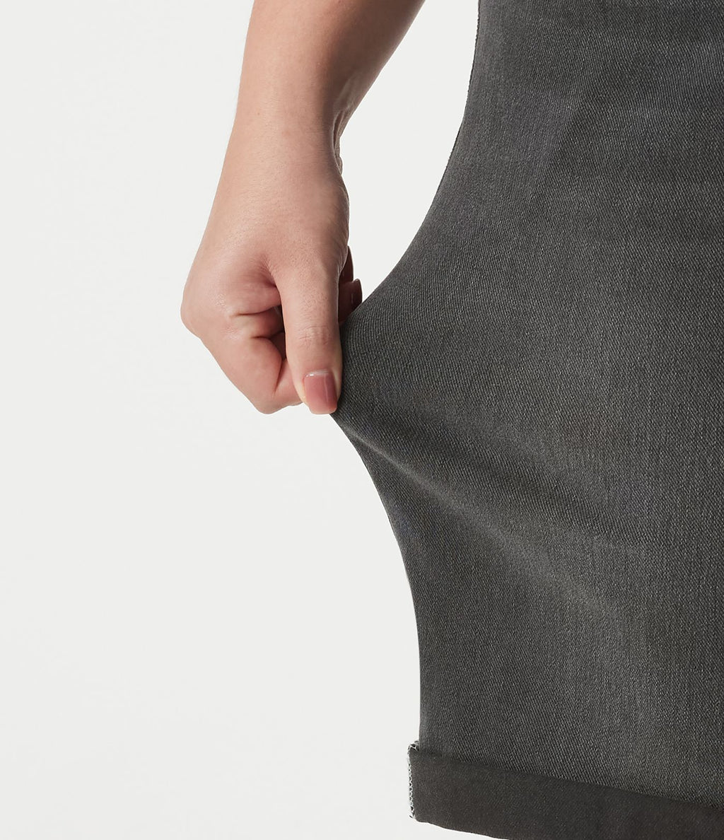 Short bermuda casual denim grande taille Halara Flex™ tricot extensible délavé taille haute multiples poches ourlet roulotté