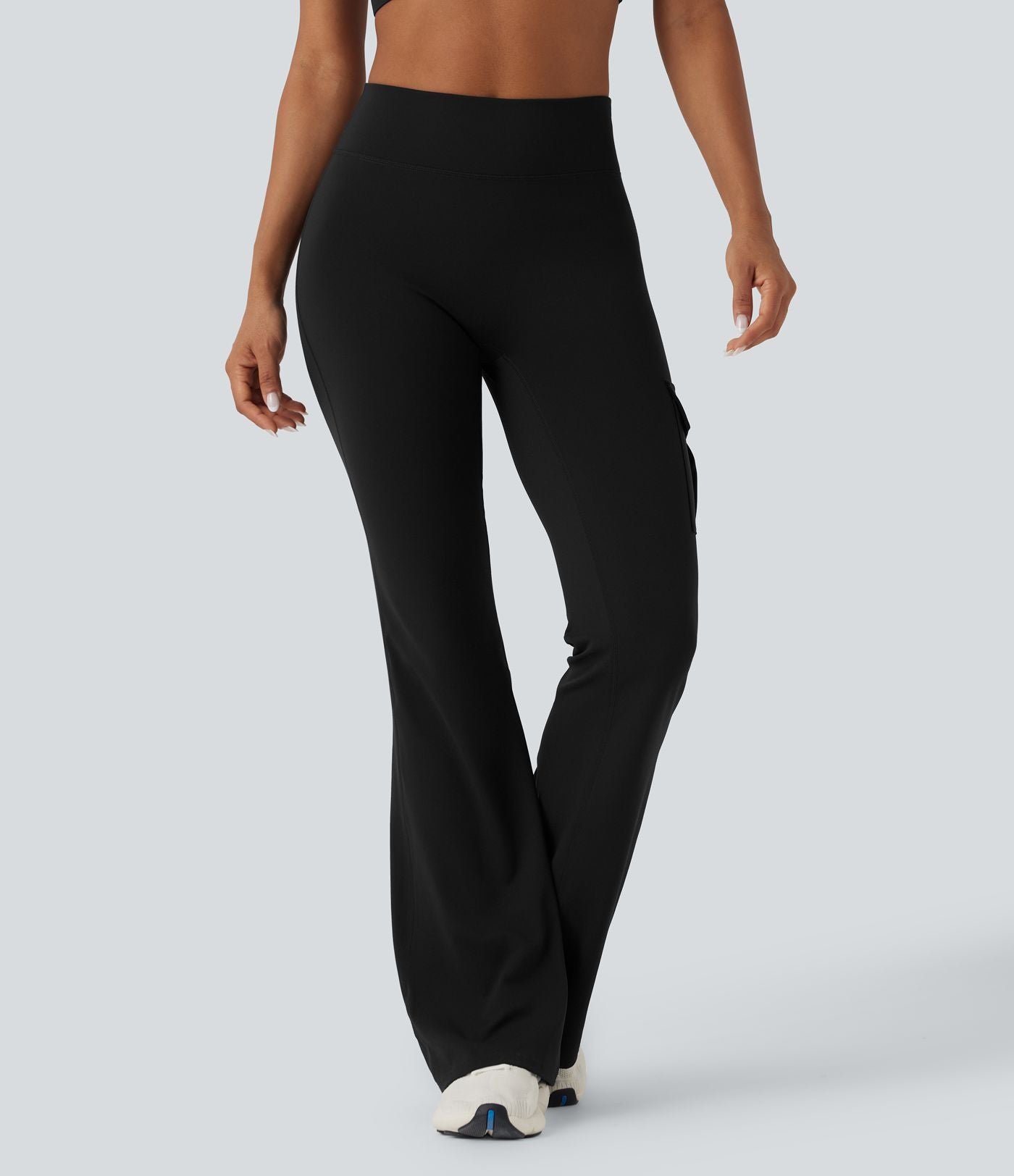 Pantalon évasé d'entraînement gainant froncé taille haute DayStretch avec poches