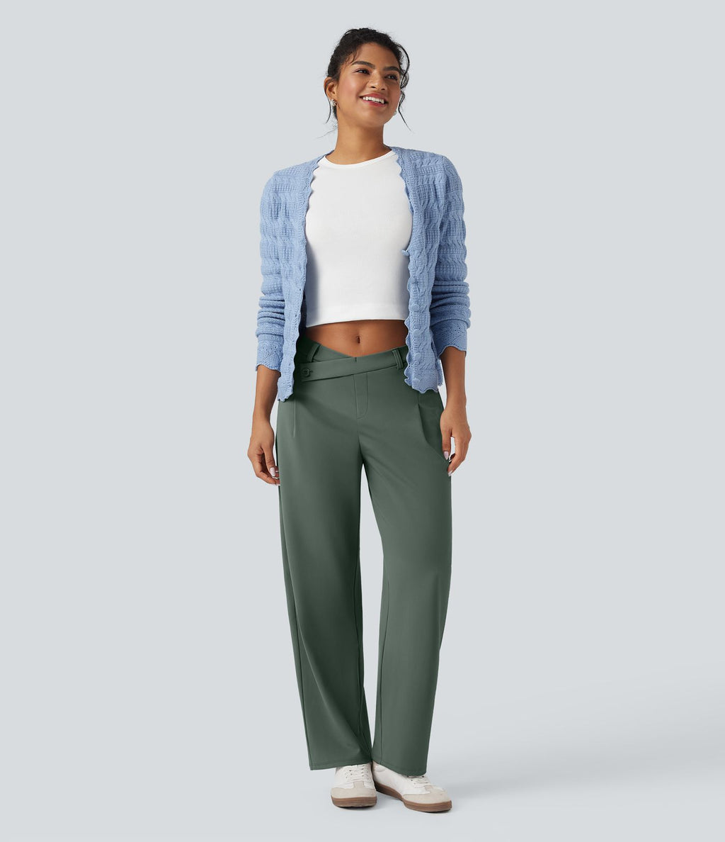 Pantalon tailleur fuselé asymétrique taille moyenne Halara Flex™ DayStretch avec poches