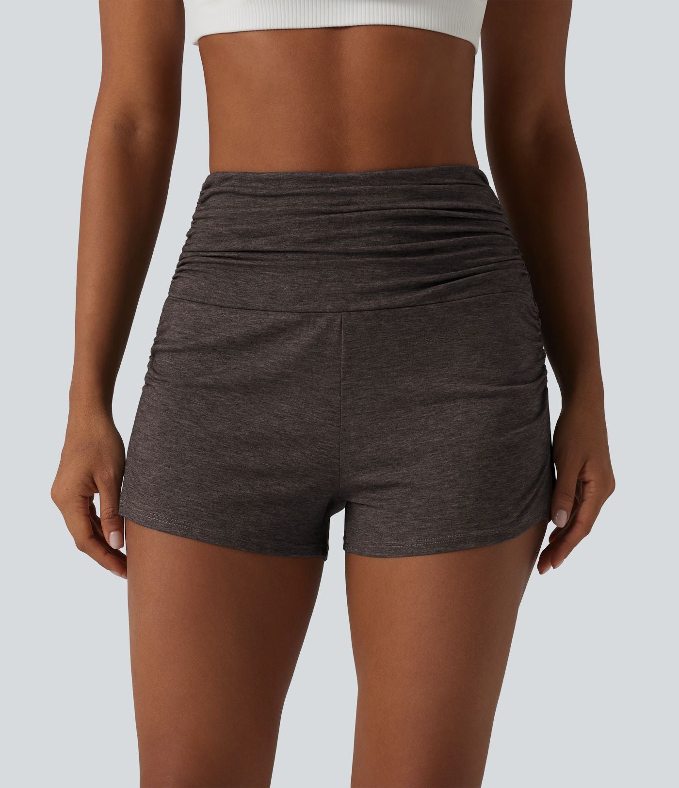 Short décontracté taille haute froncé avec sous-vêtement intégré 6,5 cm