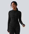 Veste de yoga OneForm Seamless Flow à manches longues avec zip et passage de pouce