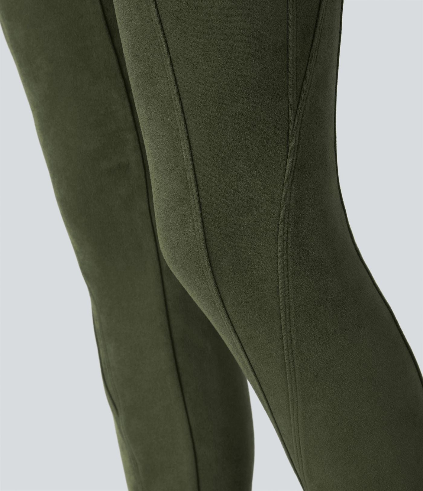 Legging décontracté en suédine taille haute, gainant, avec poches latérales