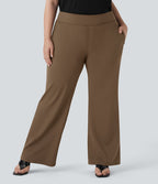 Pantalon tailleur évasé grande taille taille haute Halara Flex™ DayStretch avec poches zippées latérales