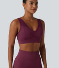Brassière de sport SoftlyZero™ Airy effet frais InstantCool col V maintien léger avec mesh contrasté et brassière intégrée