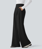 Pantalon de travail droit Halara Flex™ taille haute gainant en crêpe avec poches