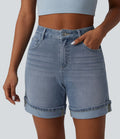 Short en jean Halara Flex™ casual taille haute 15 cm avec poches