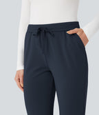 Pantalon de travail ajusté 7/8 repliable taille haute avec cordon de serrage Halara Flex™ DayStretch avec poches