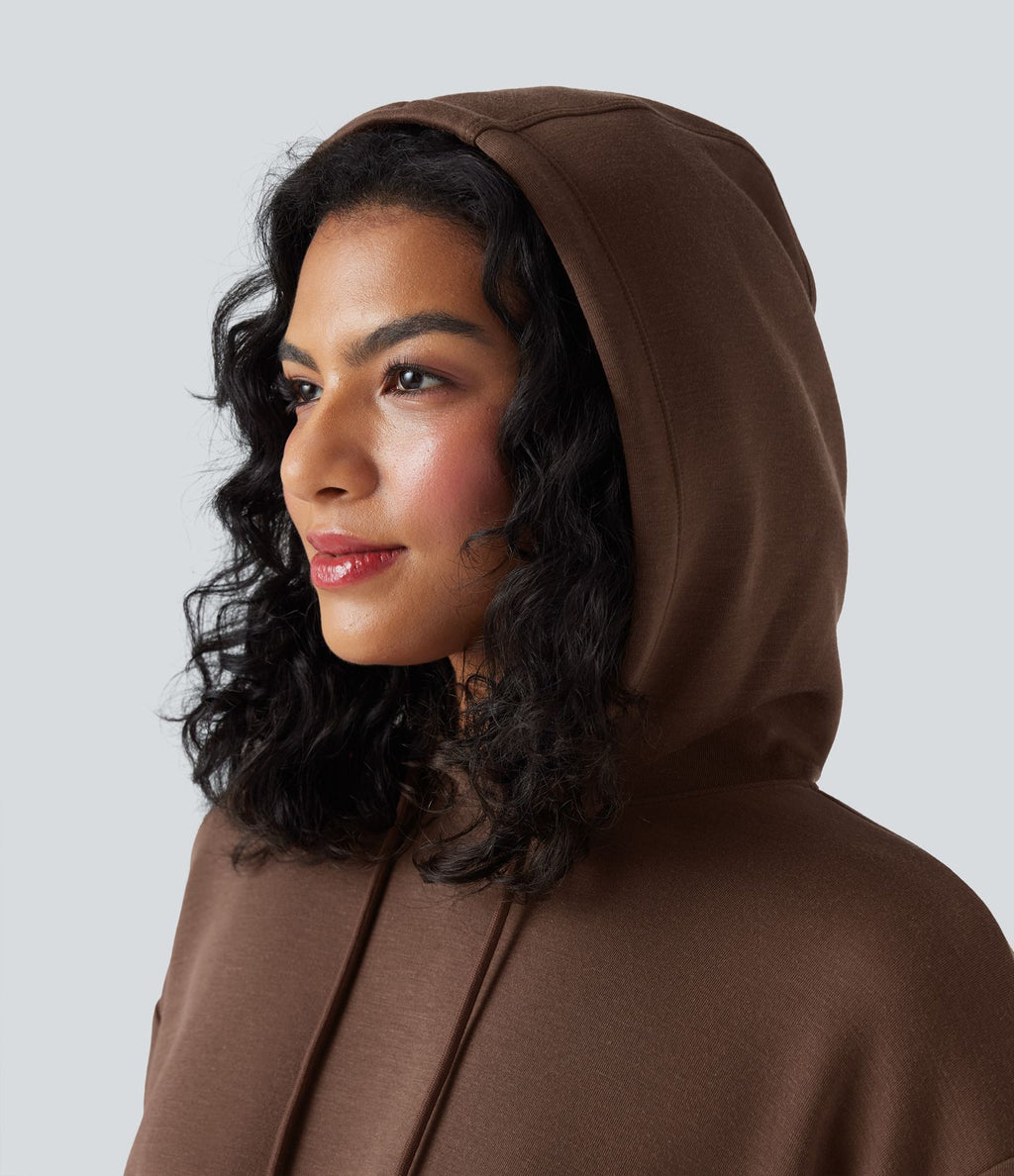 Robe décontractée SpacerTek™ mini à manches longues, effet froncé avec capuche