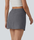 Jupe mini effet lin taille haute 2-en-1 avec poches
