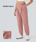 Pantalon de jogging décontracté taille haute fuselé en tissu gaufré avec poche latérale