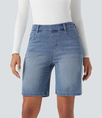 Short denim rayé Halara Flex™ taille haute avec poches