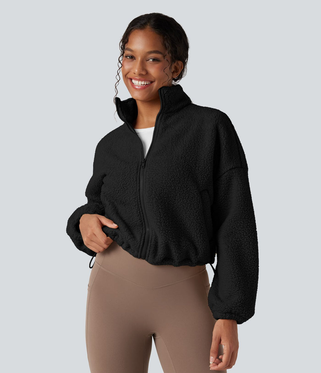 Veste d'entraînement polaire col montant fermeture éclair manches longues avec poches
