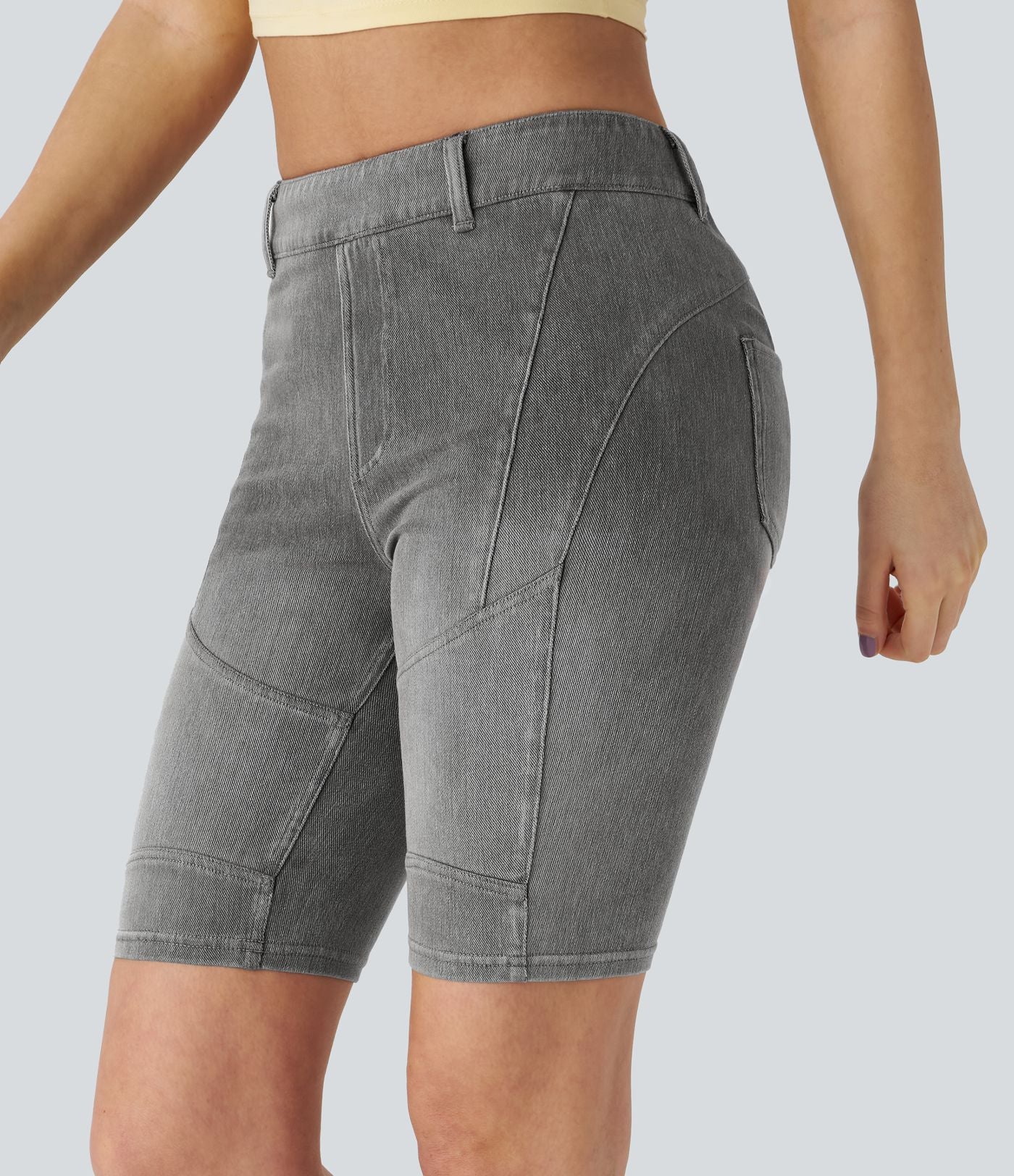 Halara Flex™ Short 22,8cm Casual En Denim Extensible Avec Poche Arrière Taille Midi