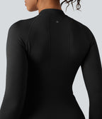Veste de yoga Seamless Flow à fermeture éclair, manches longues et trous pour les pouces