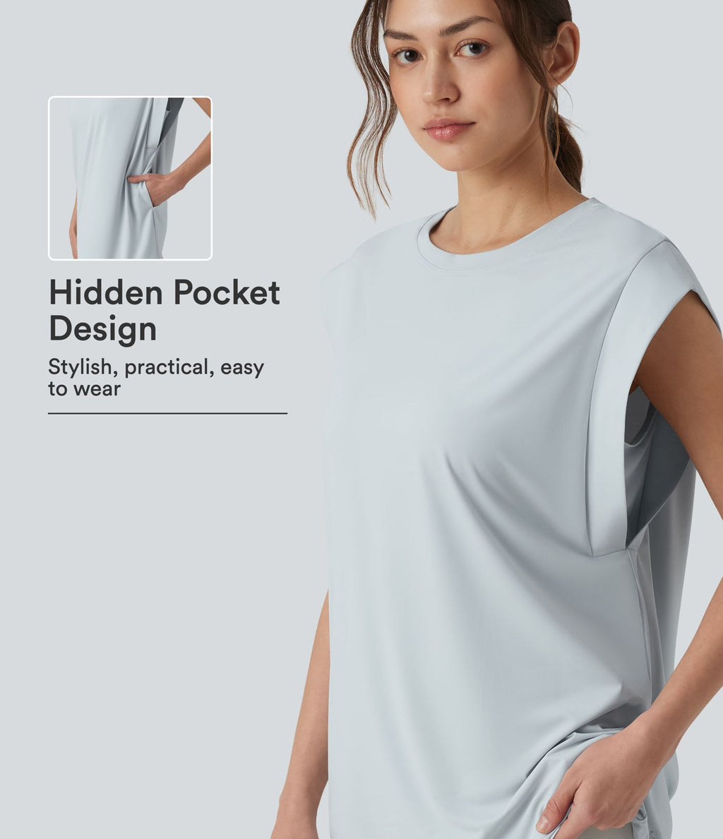 Débardeur yoga col rond effet frais InstantCool avec poches, protection solaire UPF50+