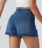 Short en jean Halara Flex™ taille basse décontracté 7,5 cm avec poches