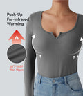 Top casual chaud push-up avec bonnets moulés, col cranté et manches longues - Bonnet A/B