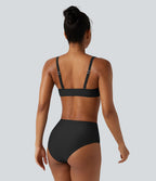 Ensemble bikini push-up gainant avec bretelles ajustables, design torsadé, fronces et brassière intégrée
