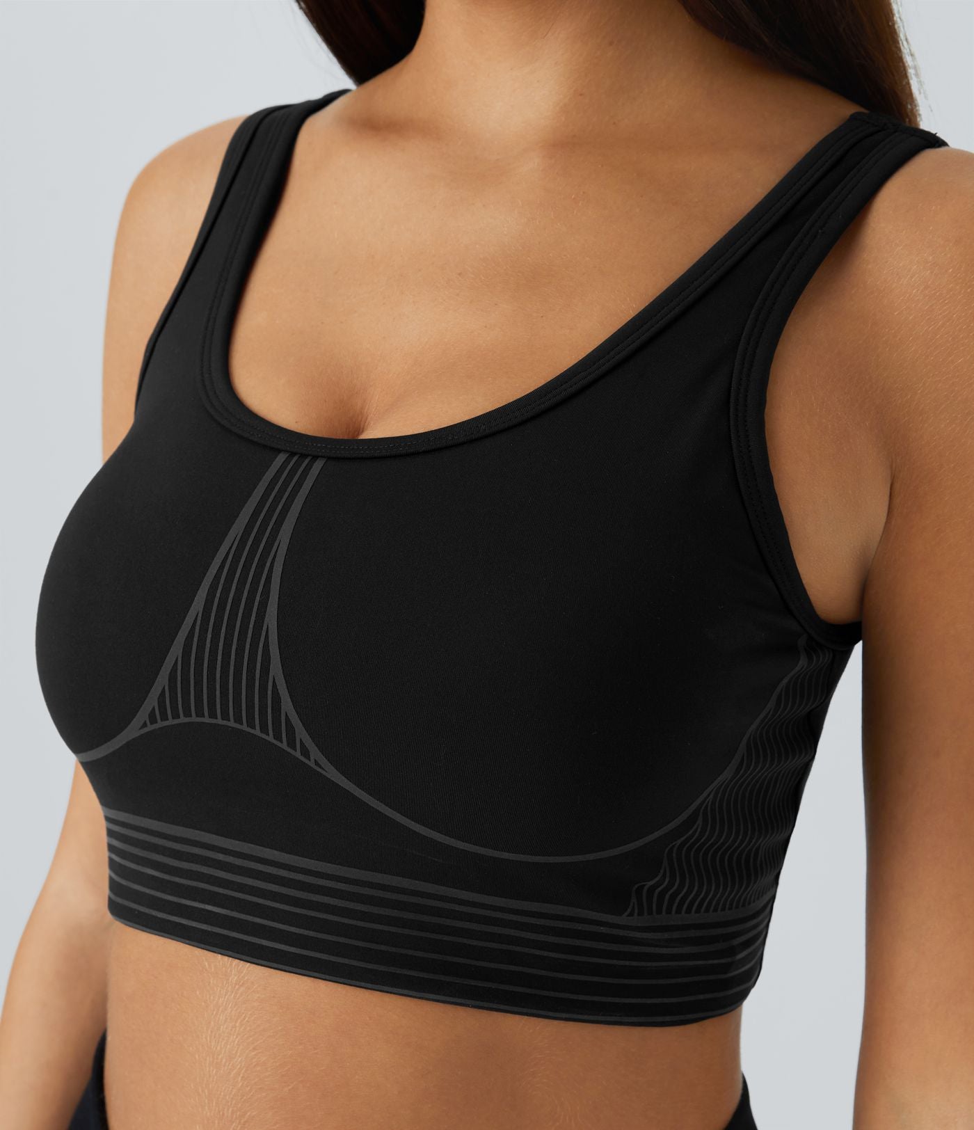 Brassière de sport SpeedWave™ à séchage rapide, maintien moyen, col en U, dos nu et motif rayé