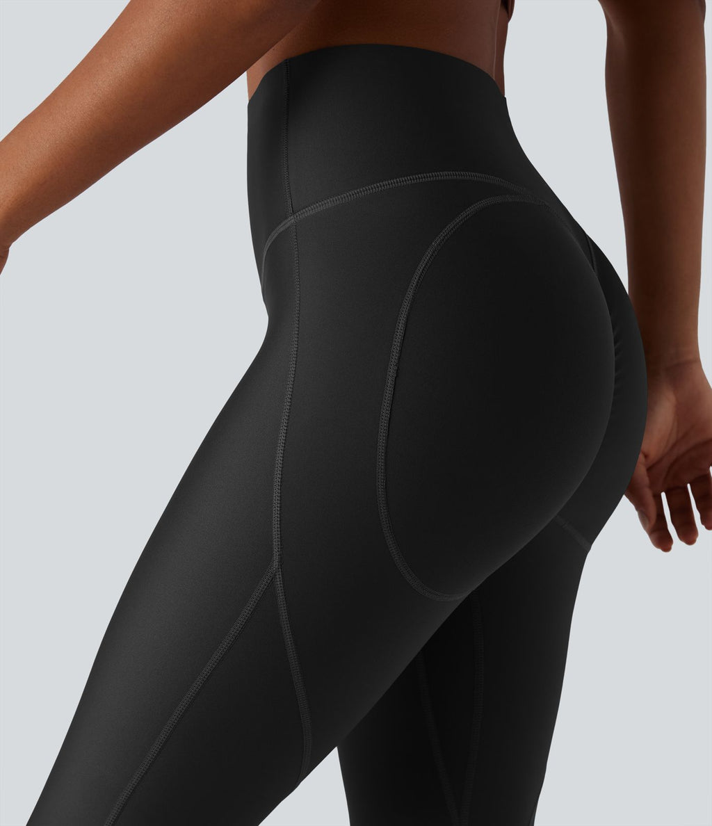 Legging sculptant d'entraînement 7/8 brillant taille haute gainant avec effet push-up fessier