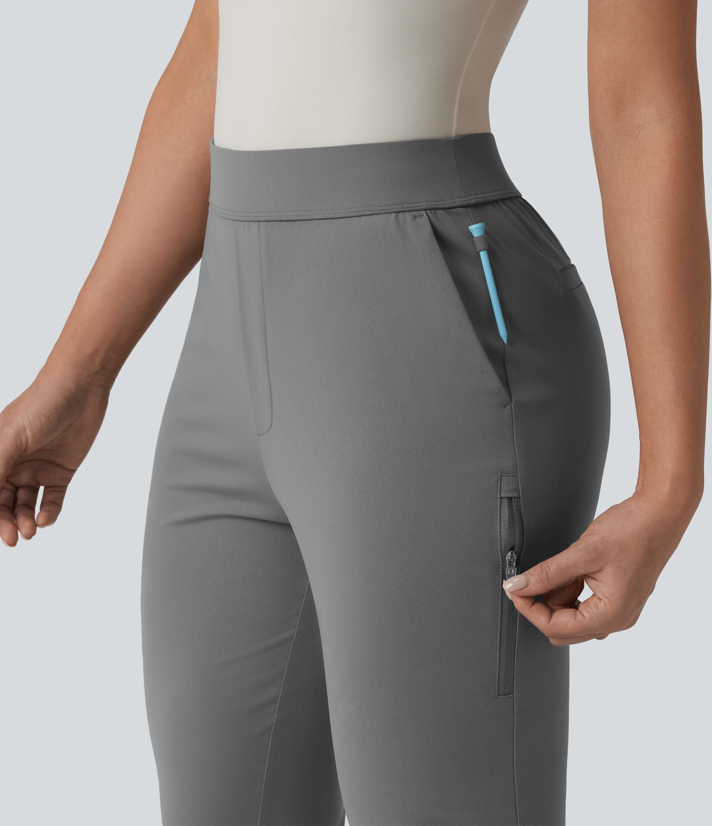 Pantalon de golf fuselé taille haute avec poches