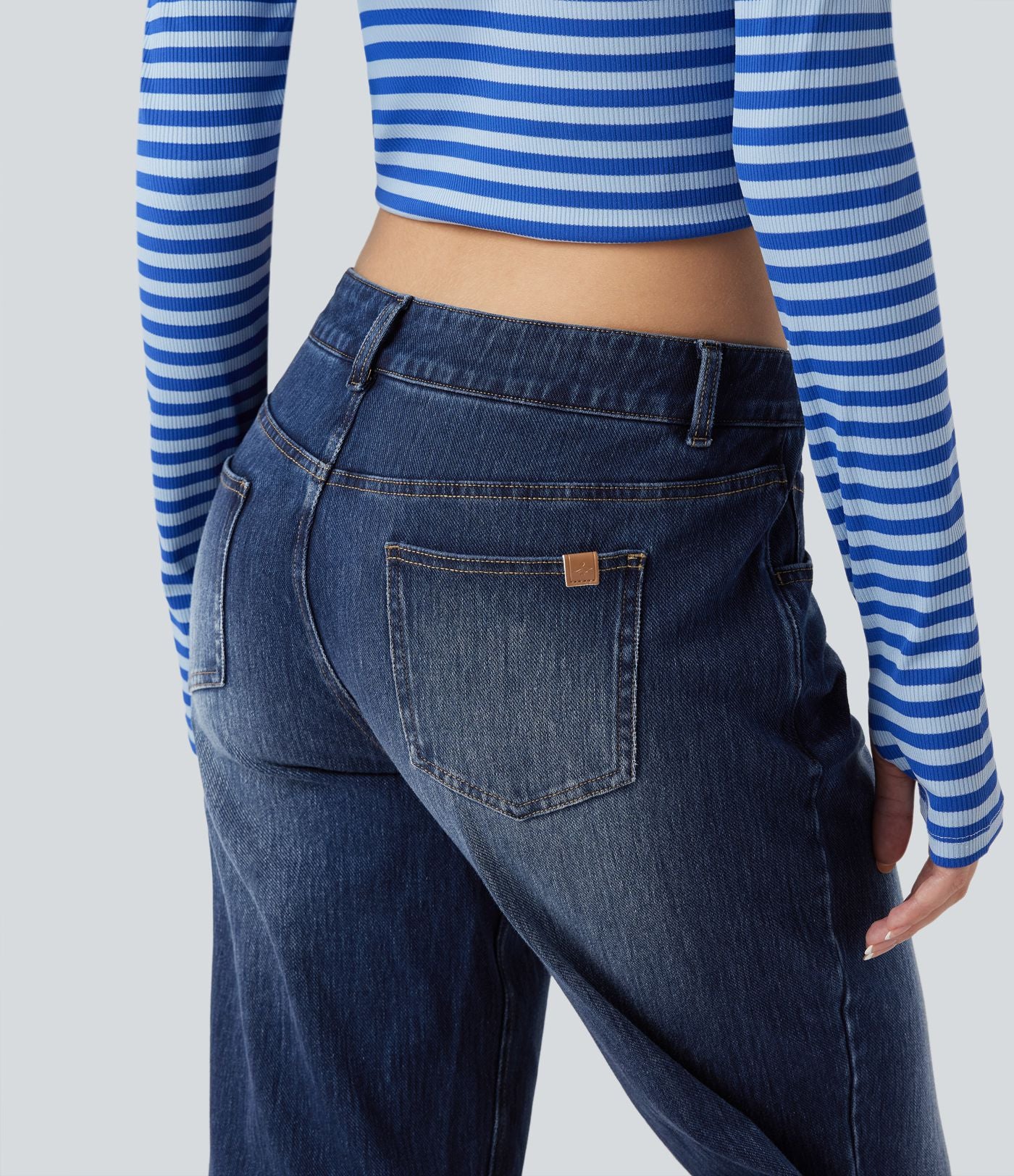 Jean décontracté Halara Flex™ asymétrique jambe droite taille basse avec poches