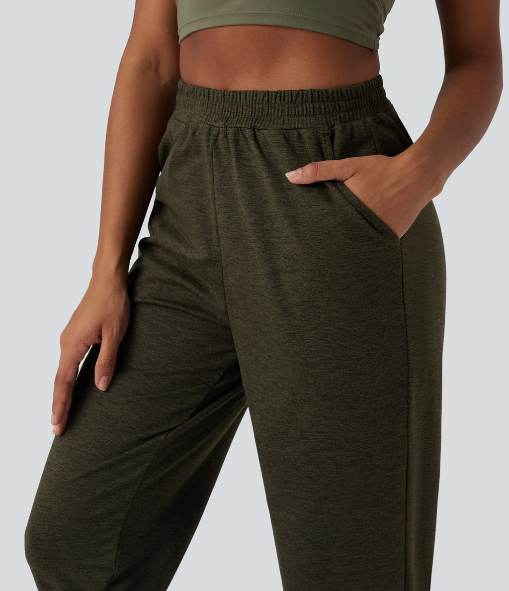 Jogging décontracté  thermique taille haute séchage rapide avec poches-UPF40+